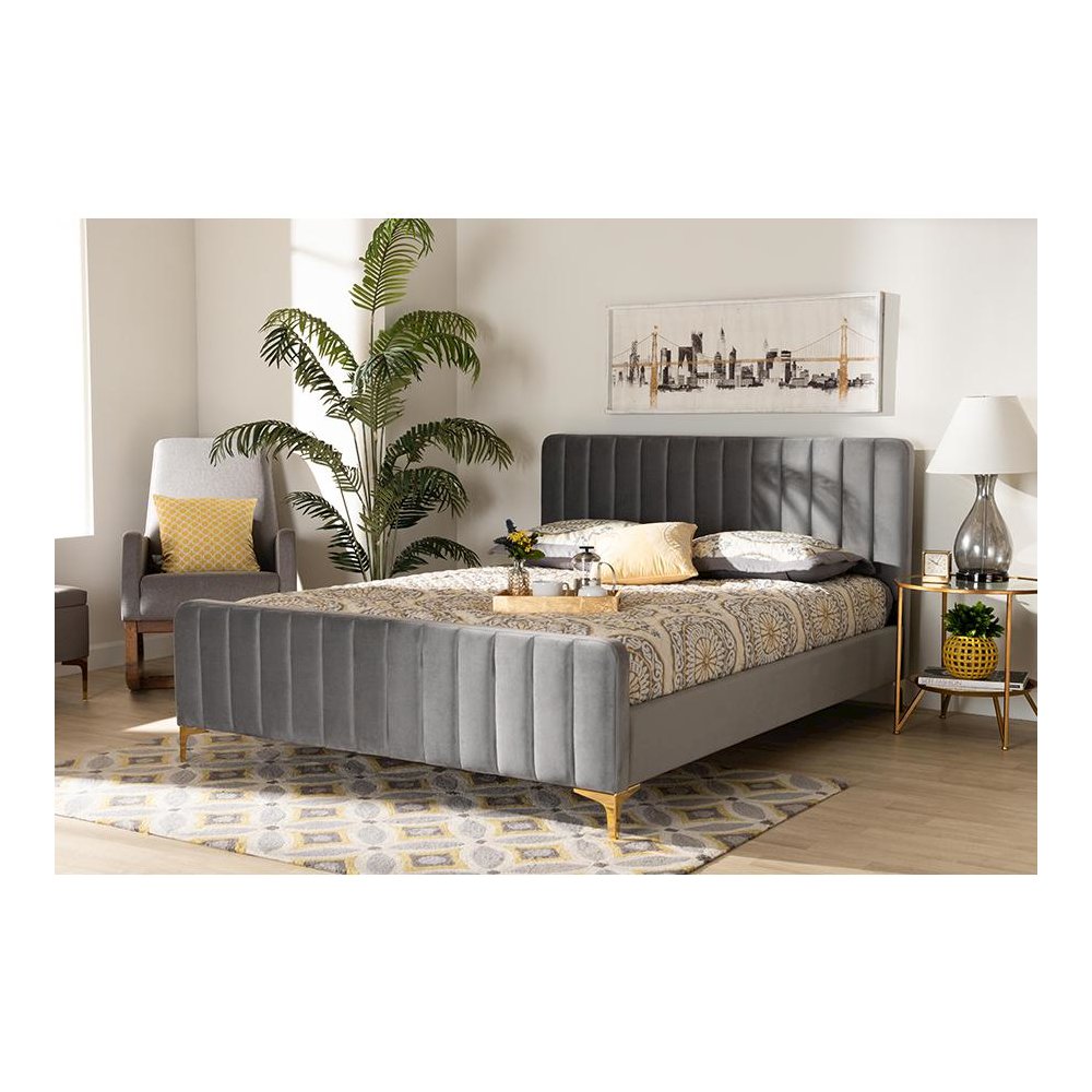 Gold Finished Queen Size Platform Bed. Picture 6