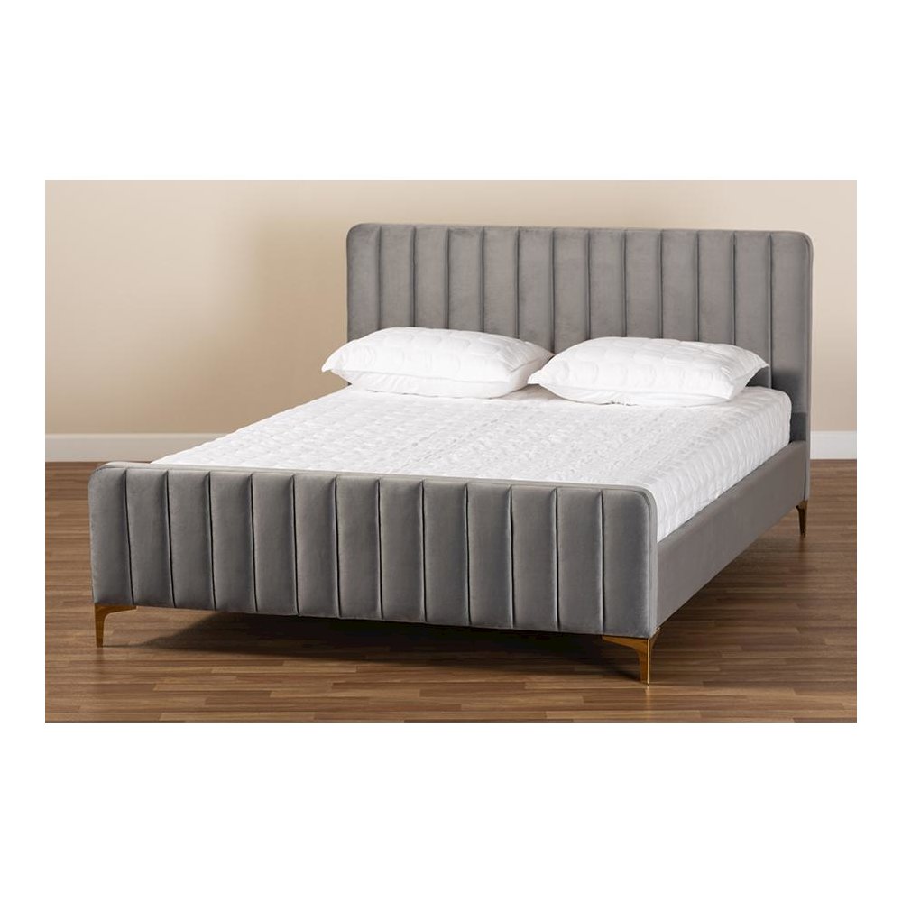 Gold Finished Queen Size Platform Bed. Picture 7