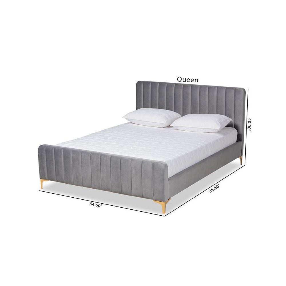 Gold Finished Queen Size Platform Bed. Picture 9
