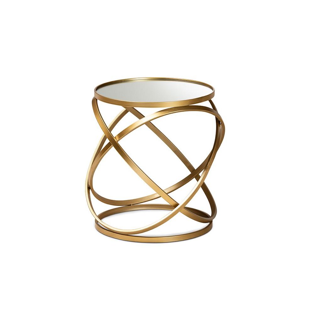 Desma Glam and Luxe Gold Finished Metal and Mirrored Glass End Table. Picture 1