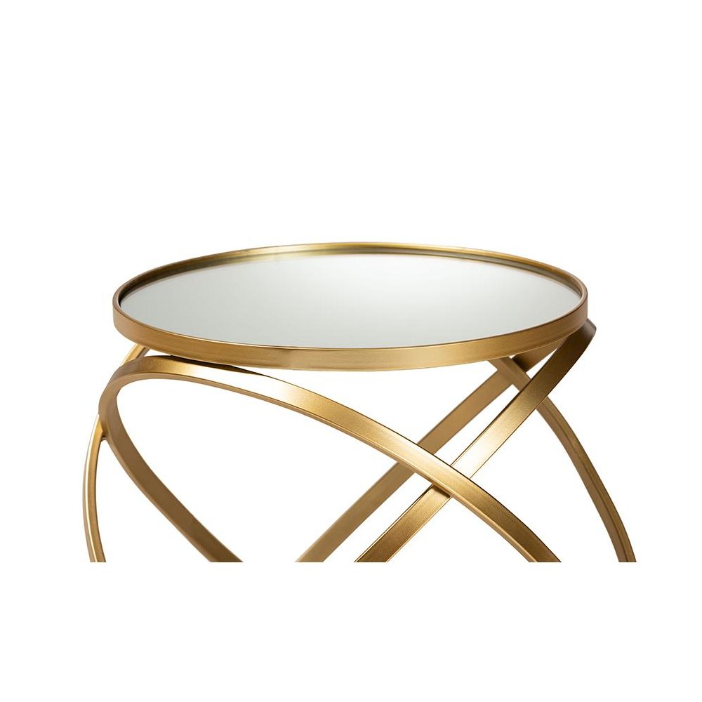 Desma Glam and Luxe Gold Finished Metal and Mirrored Glass End Table. Picture 3