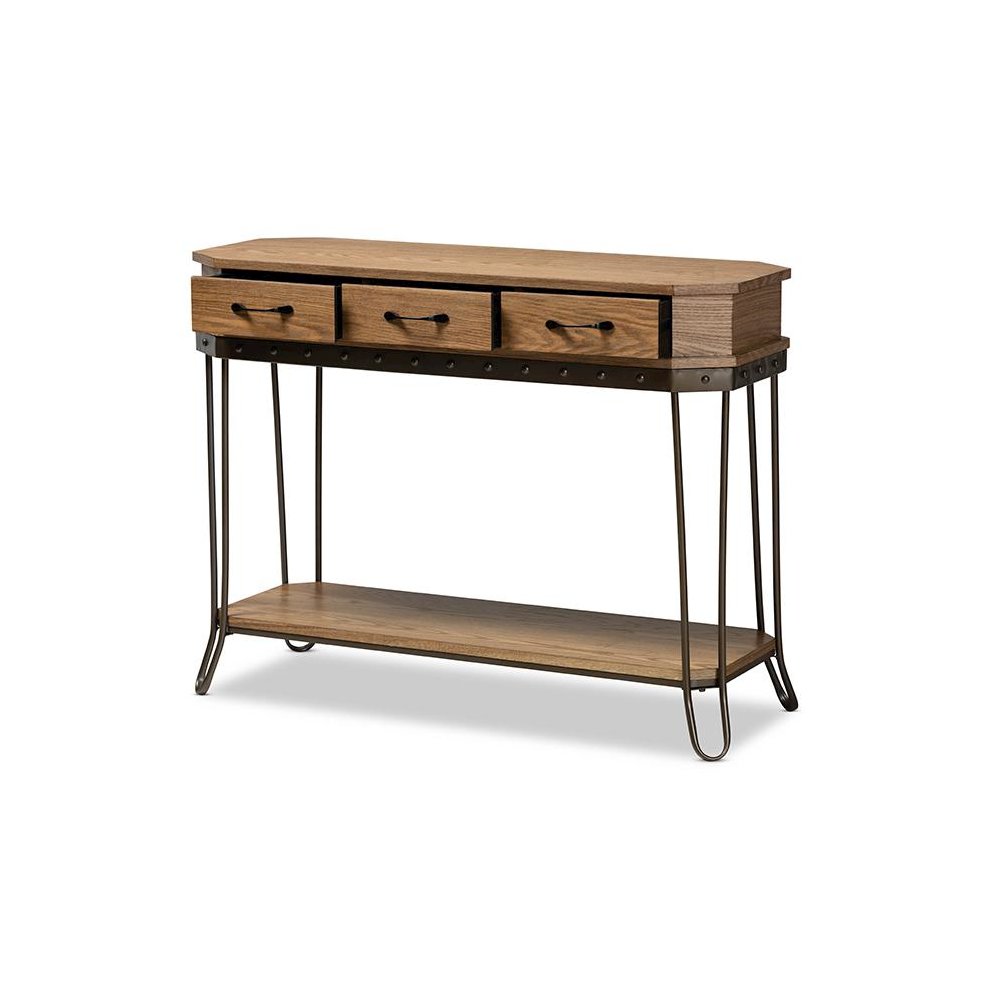 Black Finished Metal 3-Drawer Console Table. Picture 2