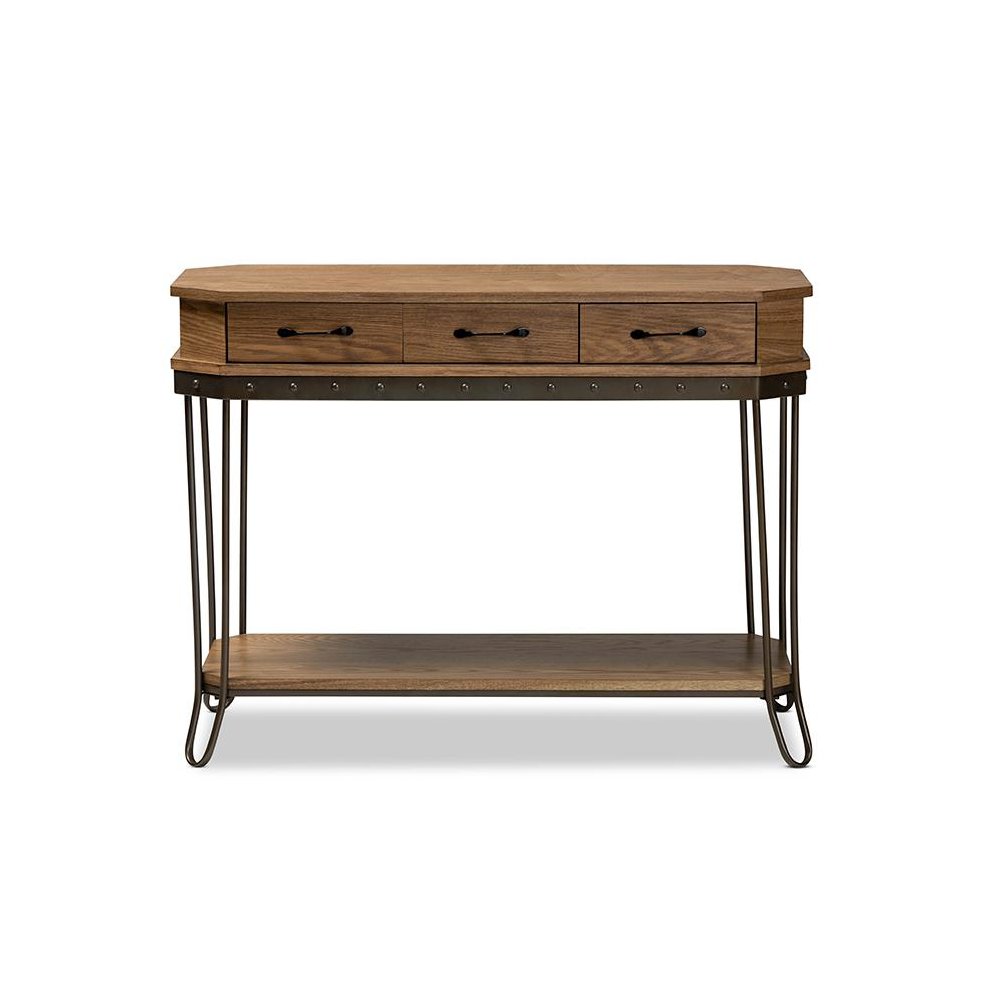Black Finished Metal 3-Drawer Console Table. Picture 3