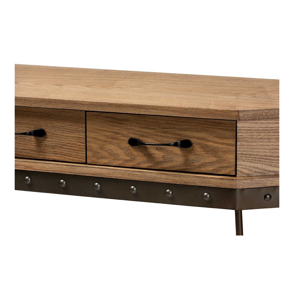 Black Finished Metal 3-Drawer Console Table. Picture 6
