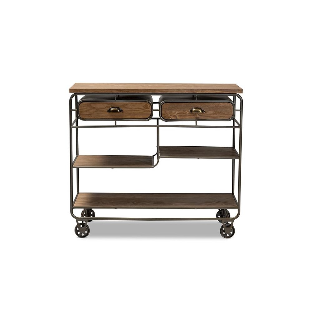 Black Finished Metal 2-Drawer Kitchen Cart. Picture 3