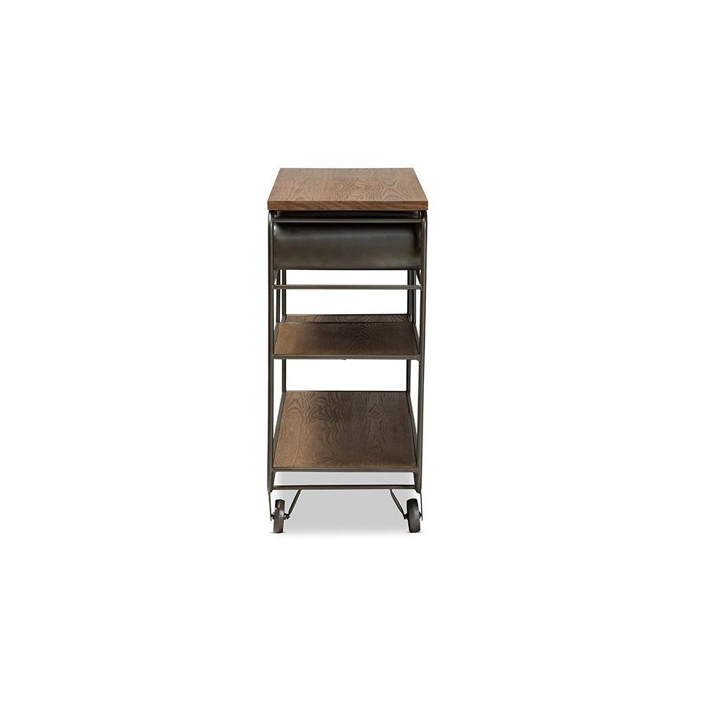 Black Finished Metal 2-Drawer Kitchen Cart. Picture 4