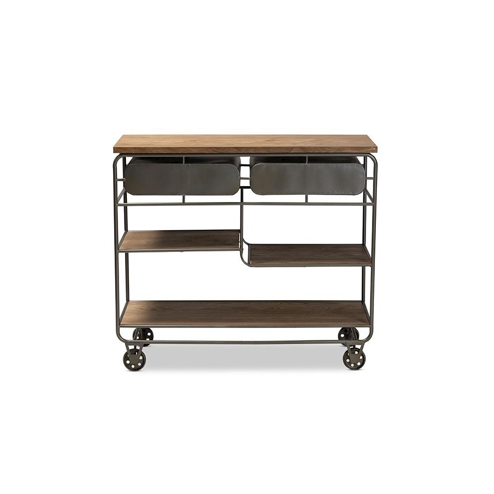Black Finished Metal 2-Drawer Kitchen Cart. Picture 5