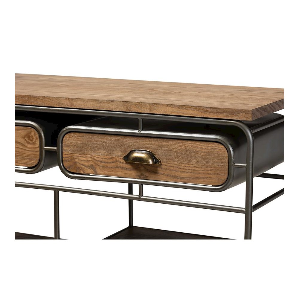 Black Finished Metal 2-Drawer Kitchen Cart. Picture 6