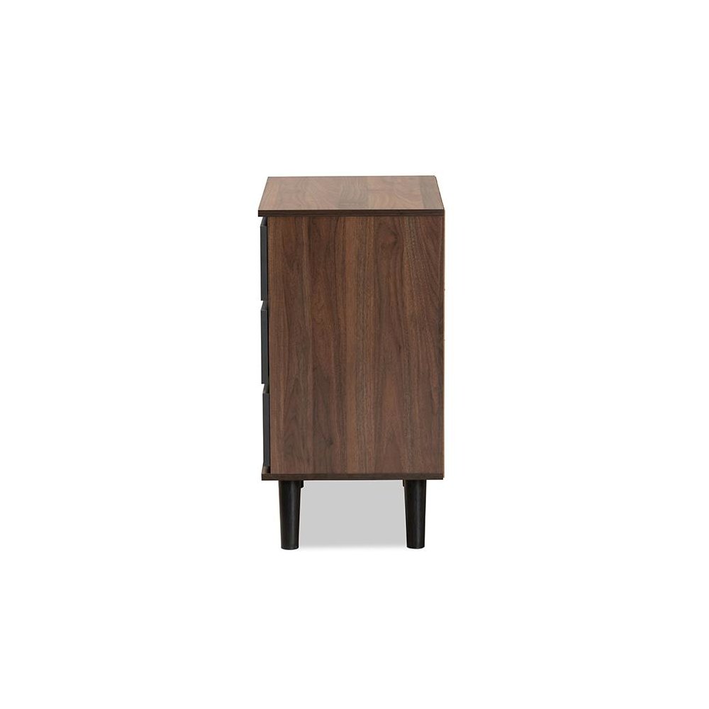 Two-Tone Walnut and Grey Finished Wood 3-Drawer Bedroom Chest. Picture 4