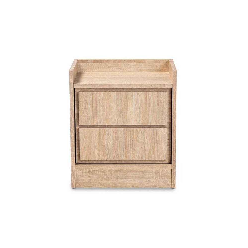 Baxton Studio Hale Modern and Contemporary Oak Finished Wood 1-Door Nightstand. Picture 3