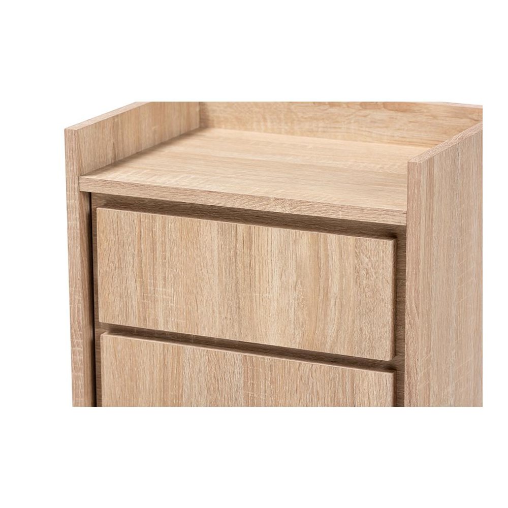 Baxton Studio Hale Modern and Contemporary Oak Finished Wood 1-Door Nightstand. Picture 5