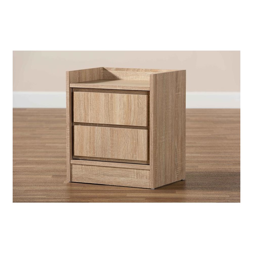 Baxton Studio Hale Modern and Contemporary Oak Finished Wood 1-Door Nightstand. Picture 7