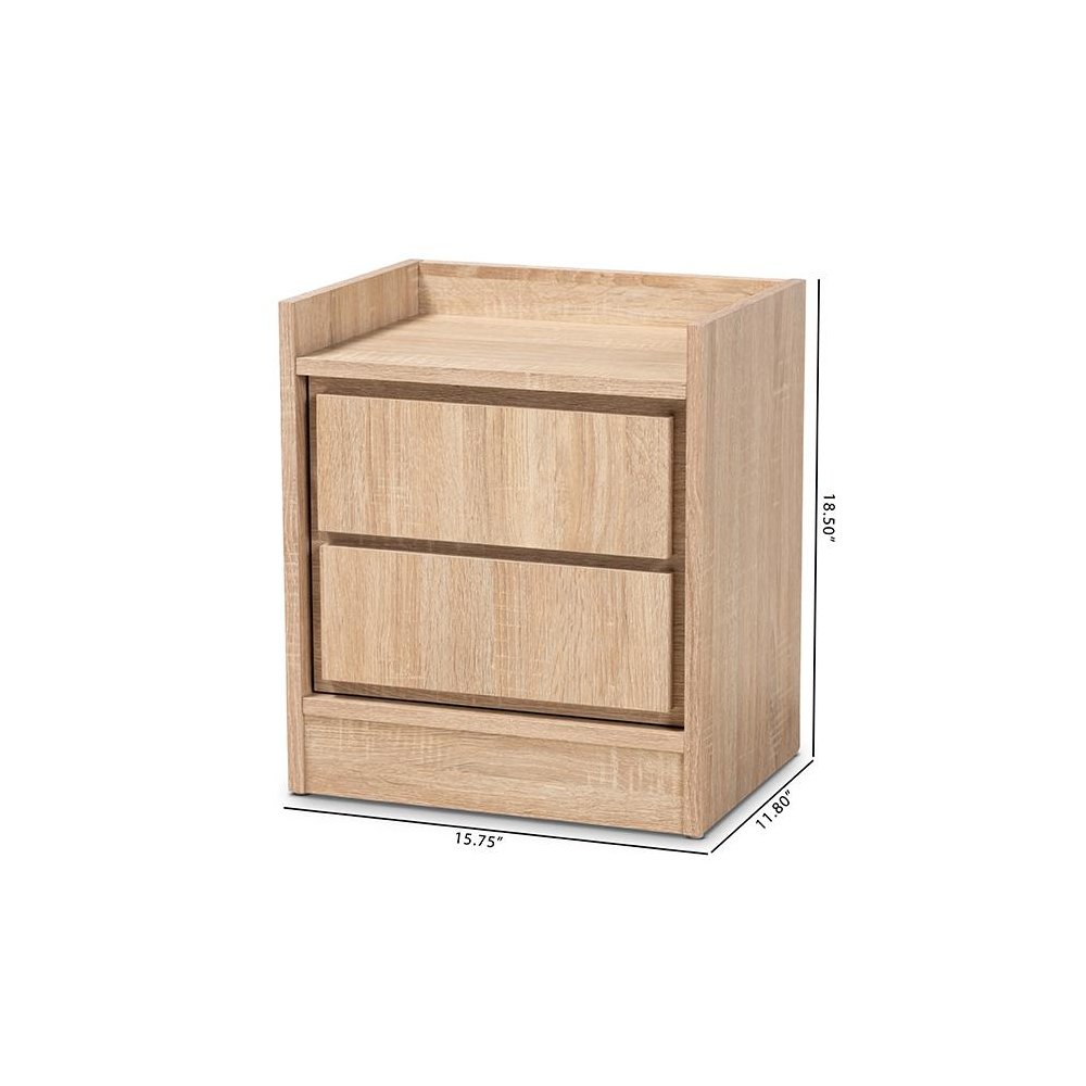 Baxton Studio Hale Modern and Contemporary Oak Finished Wood 1-Door Nightstand. Picture 8