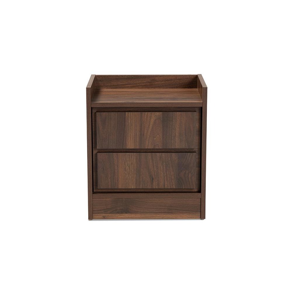 Hale Modern and Contemporary Walnut Brown Finished Wood 1-Door Nightstand. Picture 3