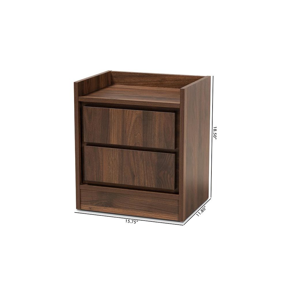 Hale Modern and Contemporary Walnut Brown Finished Wood 1-Door Nightstand. Picture 8
