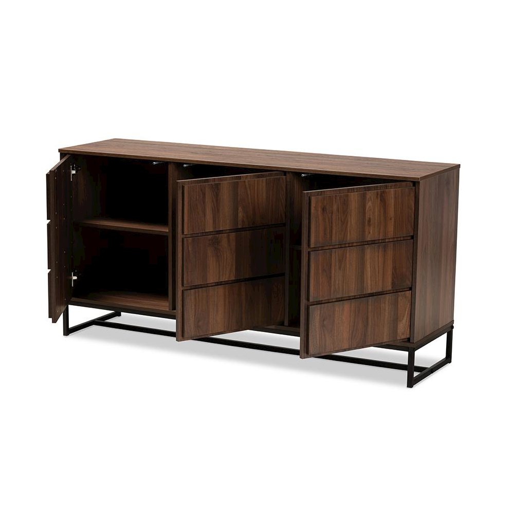 Black Finished Metal 3-Door Dining Room Sideboard Buffet. Picture 2
