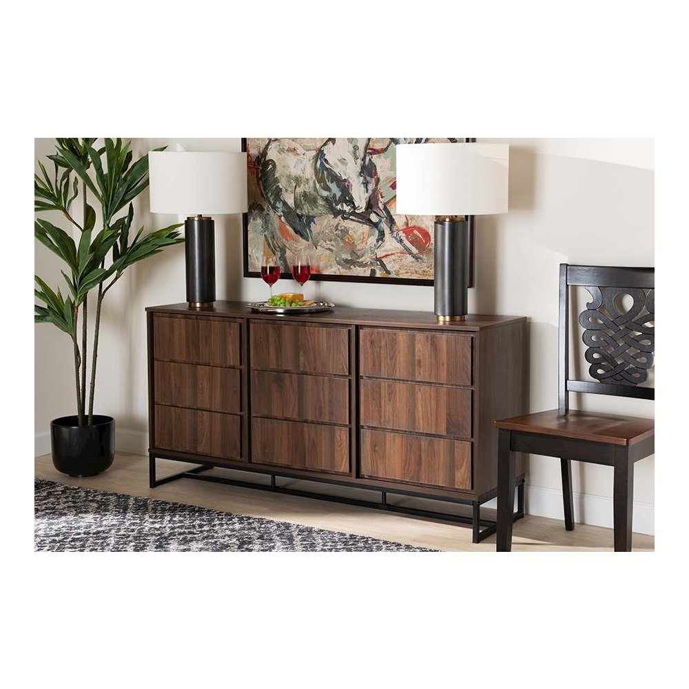 Black Finished Metal 3-Door Dining Room Sideboard Buffet. Picture 7