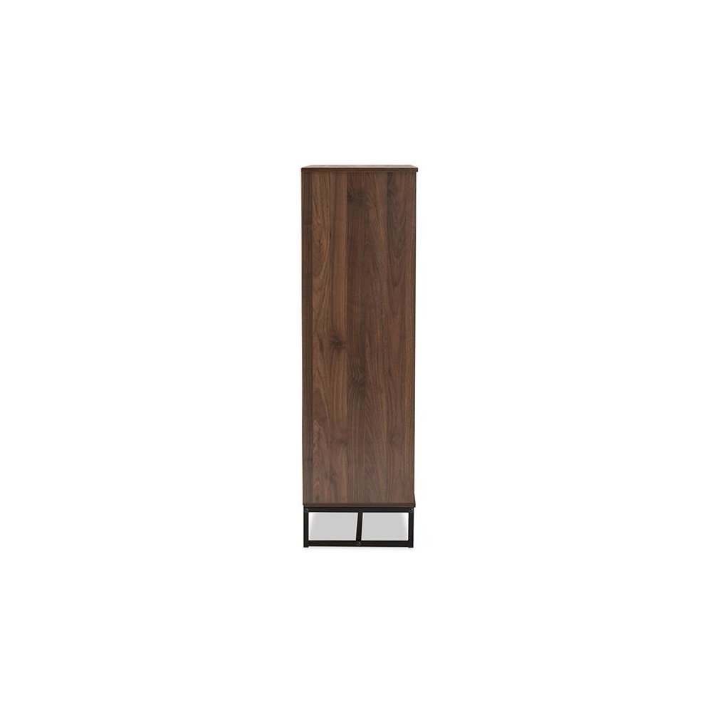 Walnut Brown Finished Wood and Black Finished Metal Multipurpose Storage Cabinet. Picture 4