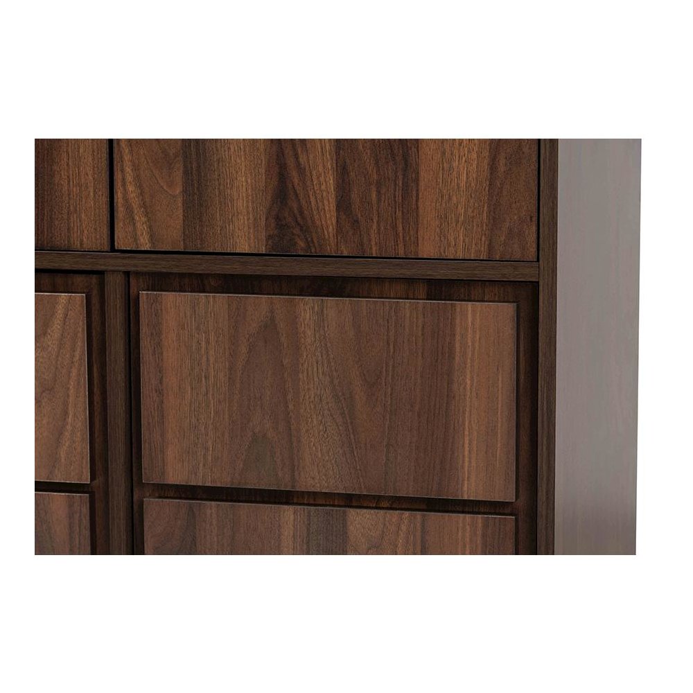 Walnut Brown Finished Wood and Black Finished Metal Multipurpose Storage Cabinet. Picture 5