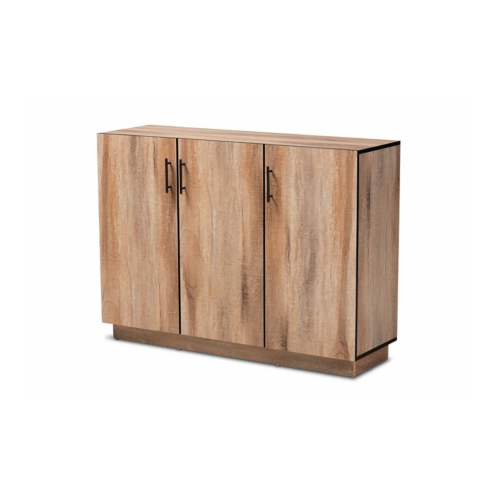 Natural Oak Finished Wood 3-Door Dining Room Sideboard Buffet. Picture 1