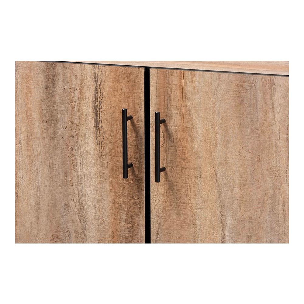 Natural Oak Finished Wood 3-Door Dining Room Sideboard Buffet. Picture 5