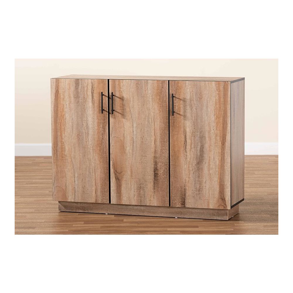 Natural Oak Finished Wood 3-Door Dining Room Sideboard Buffet. Picture 8