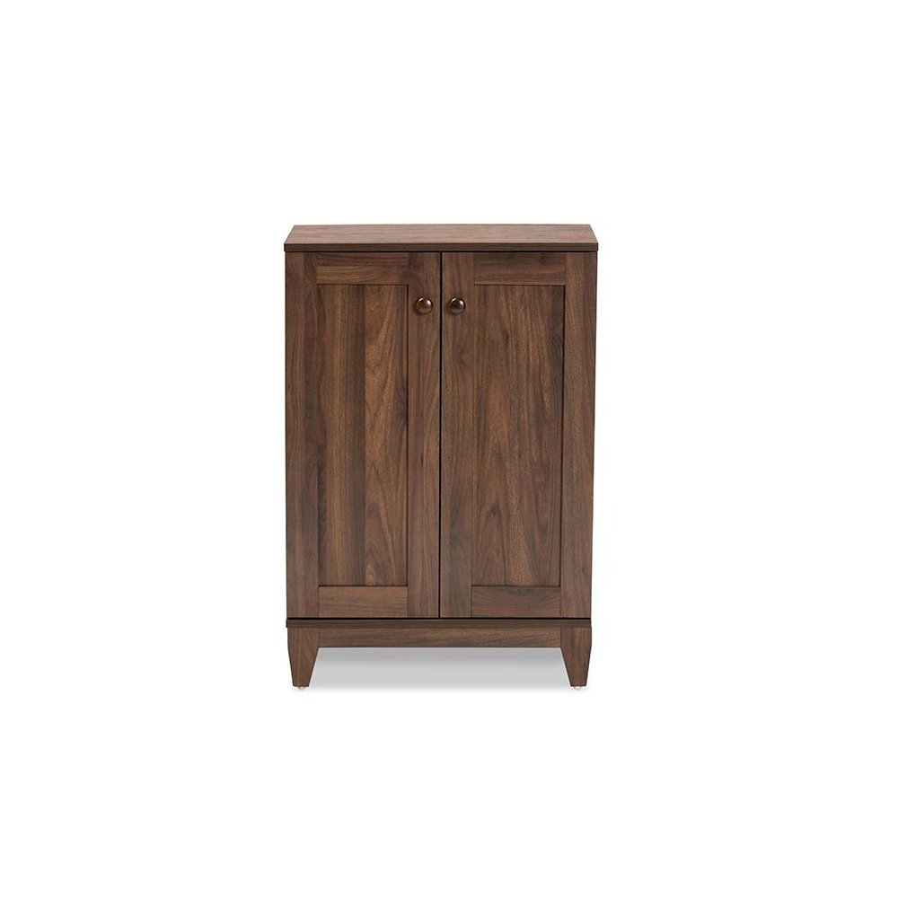 Walnut Brown Finished Wood 2-Door Shoe Storage Cabinet. Picture 3