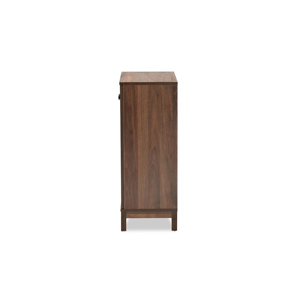 Walnut Brown Finished Wood 2-Door Shoe Storage Cabinet. Picture 4
