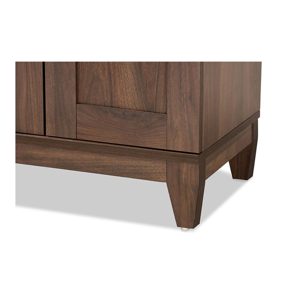 Walnut Brown Finished Wood 2-Door Shoe Storage Cabinet. Picture 6