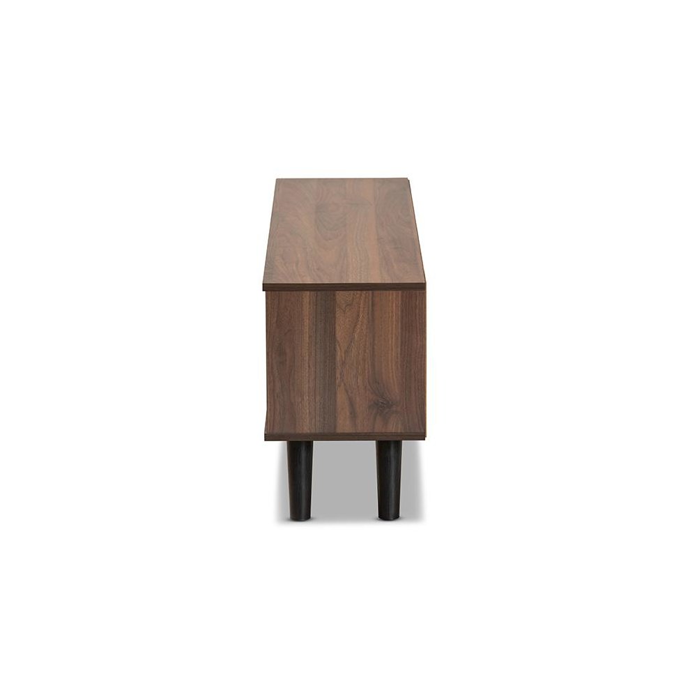Two-Tone Walnut Brown and Grey Finished Wood TV Stand. Picture 4
