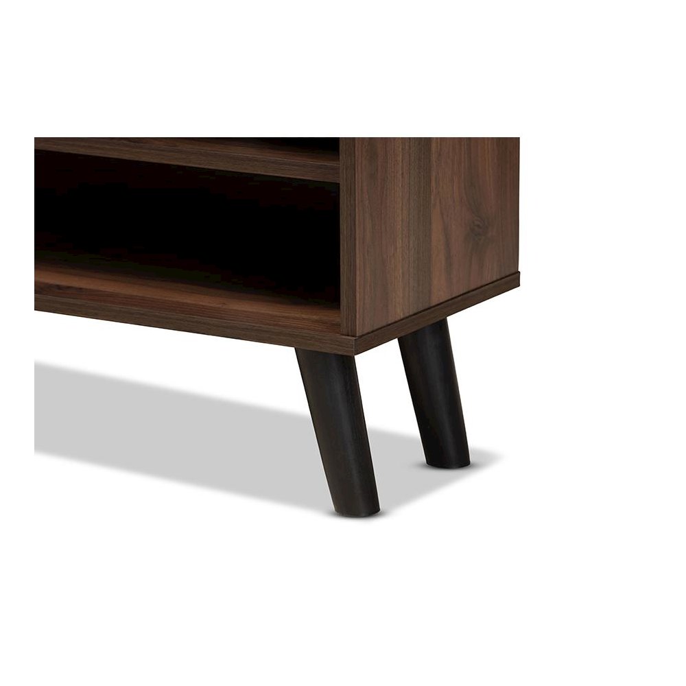 Two-Tone Walnut Brown and Grey Finished Wood TV Stand. Picture 5