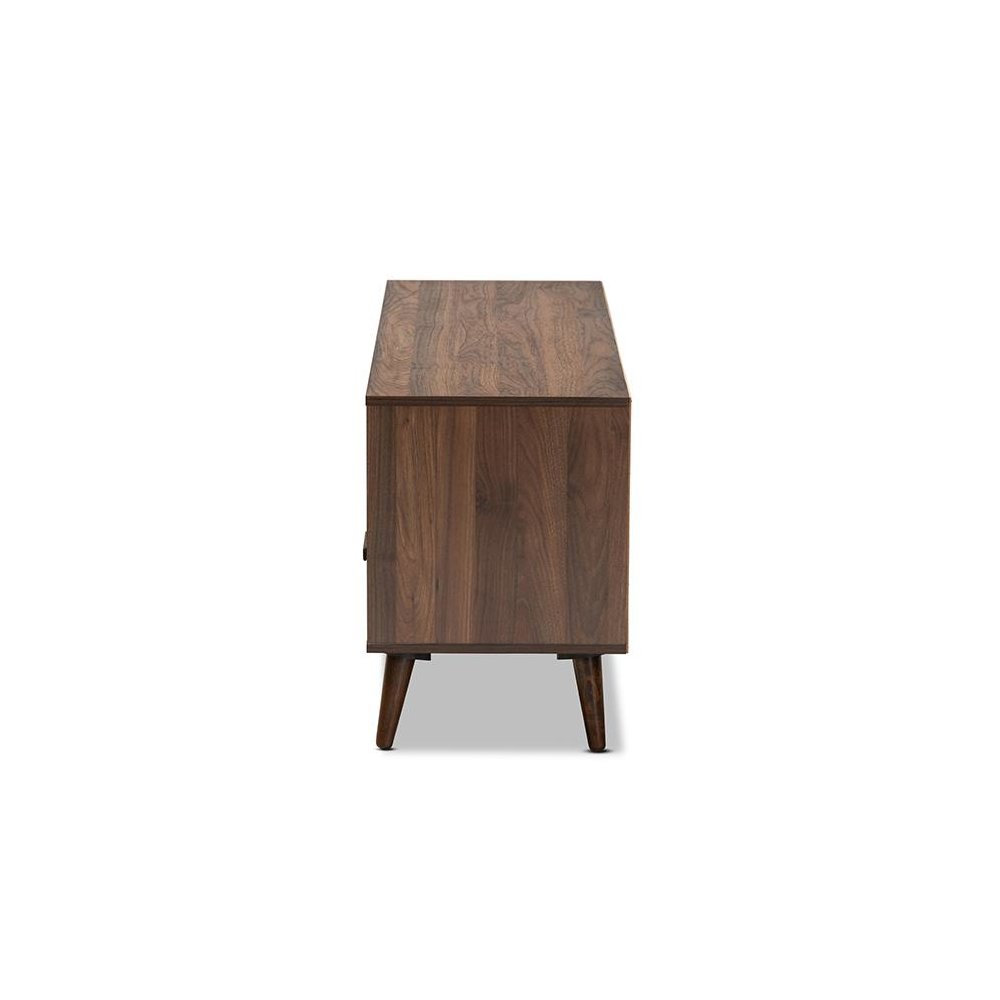Two-Tone Grey and Walnut Brown Finished Wood 1-Drawer TV Stand. Picture 4