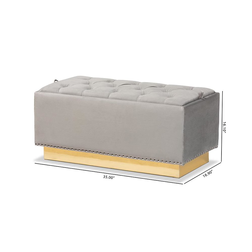 Gold PU Leather Storage Ottoman. Picture 10