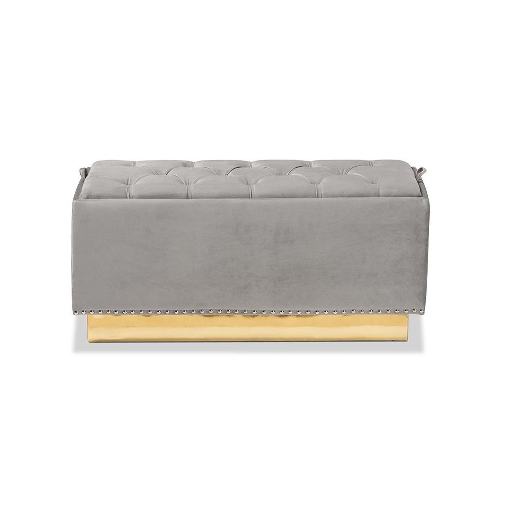 Gold PU Leather Storage Ottoman. Picture 3