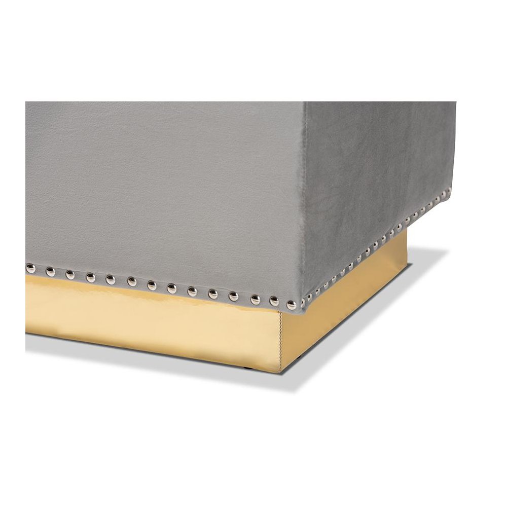 Gold PU Leather Storage Ottoman. Picture 6