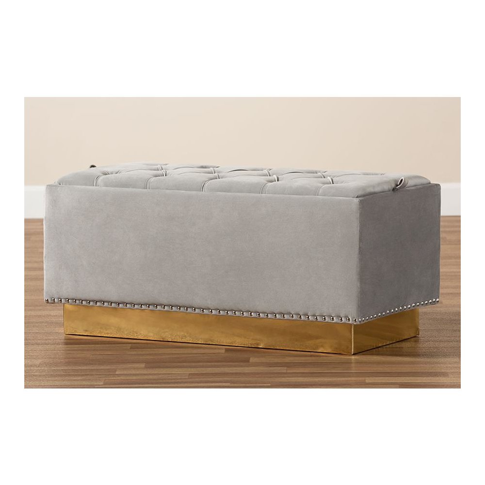 Gold PU Leather Storage Ottoman. Picture 9