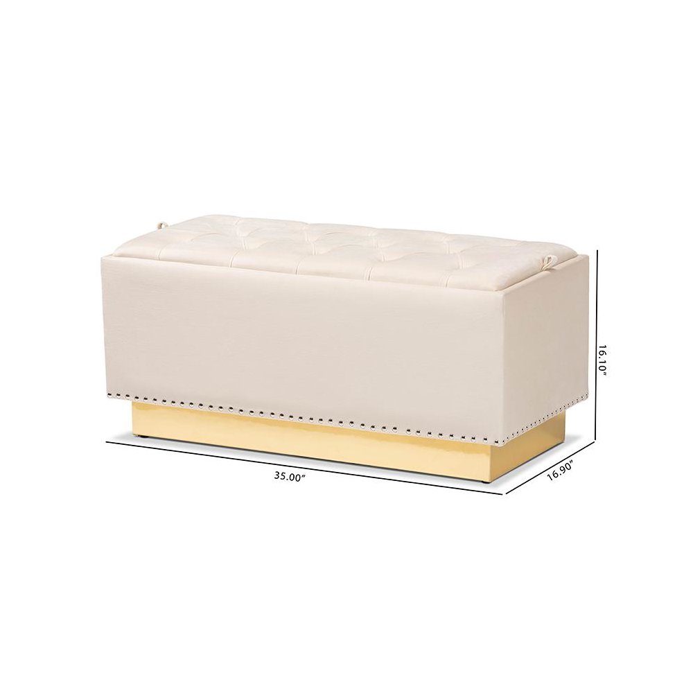 Gold PU Leather Storage Ottoman. Picture 10