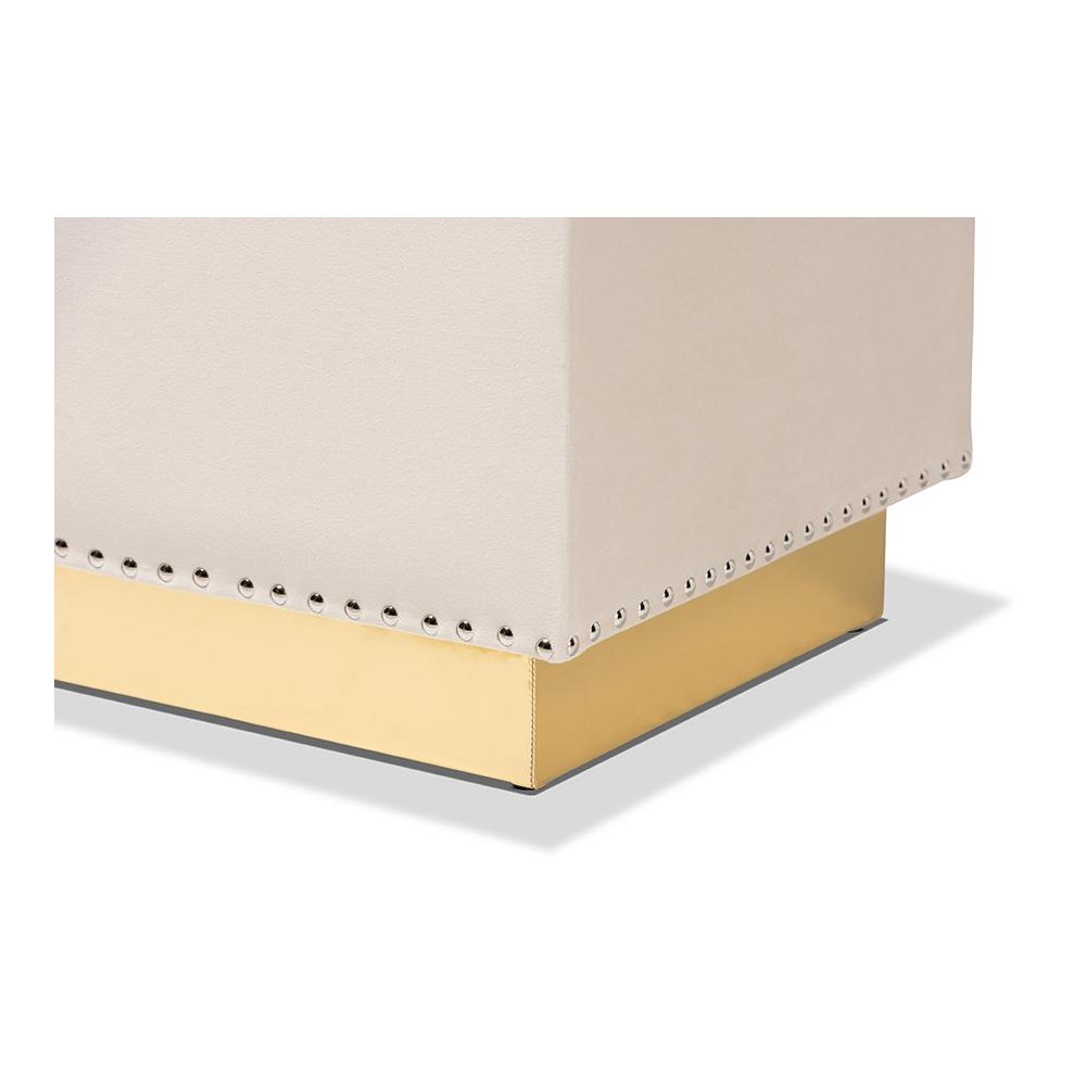 Gold PU Leather Storage Ottoman. Picture 6