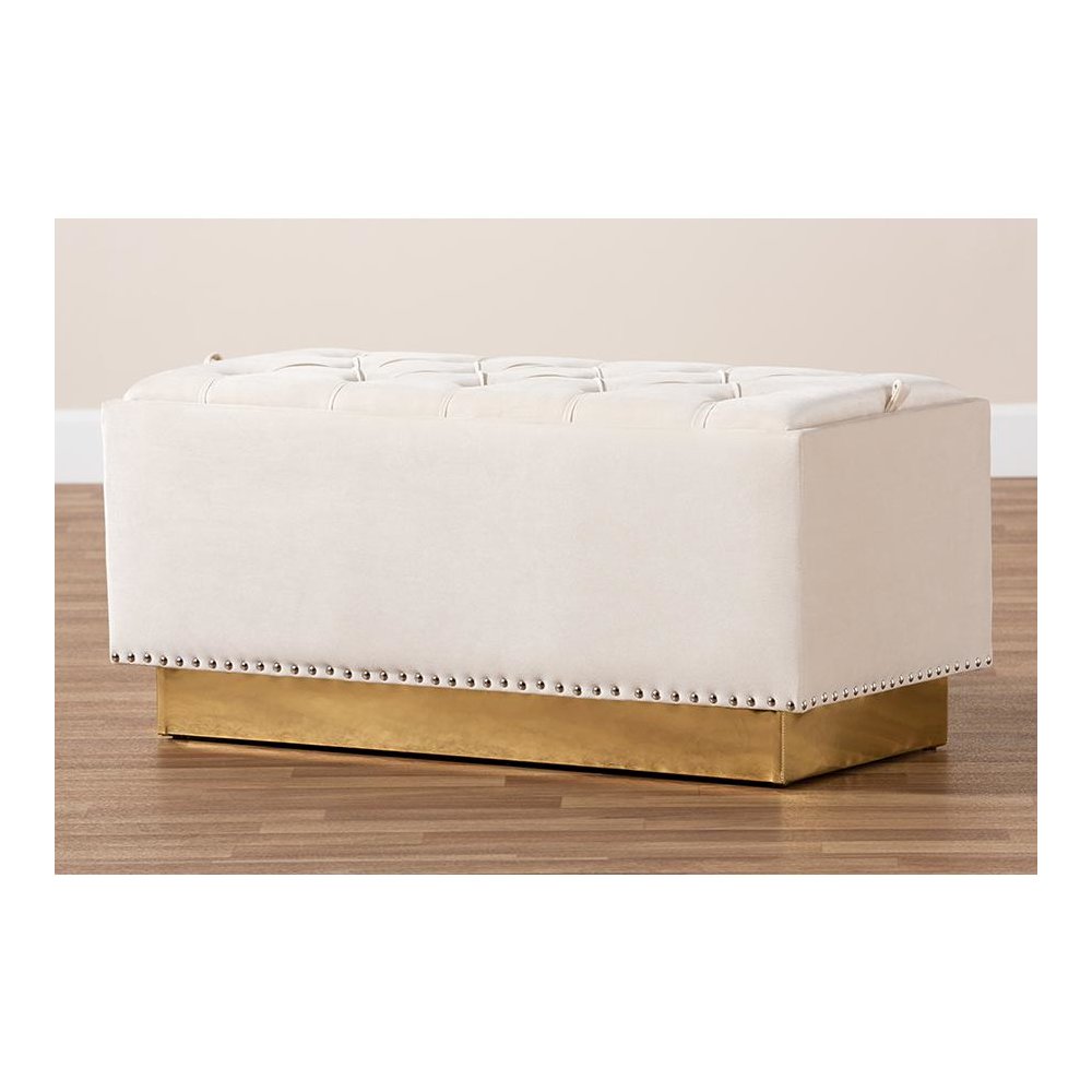 Gold PU Leather Storage Ottoman. Picture 9