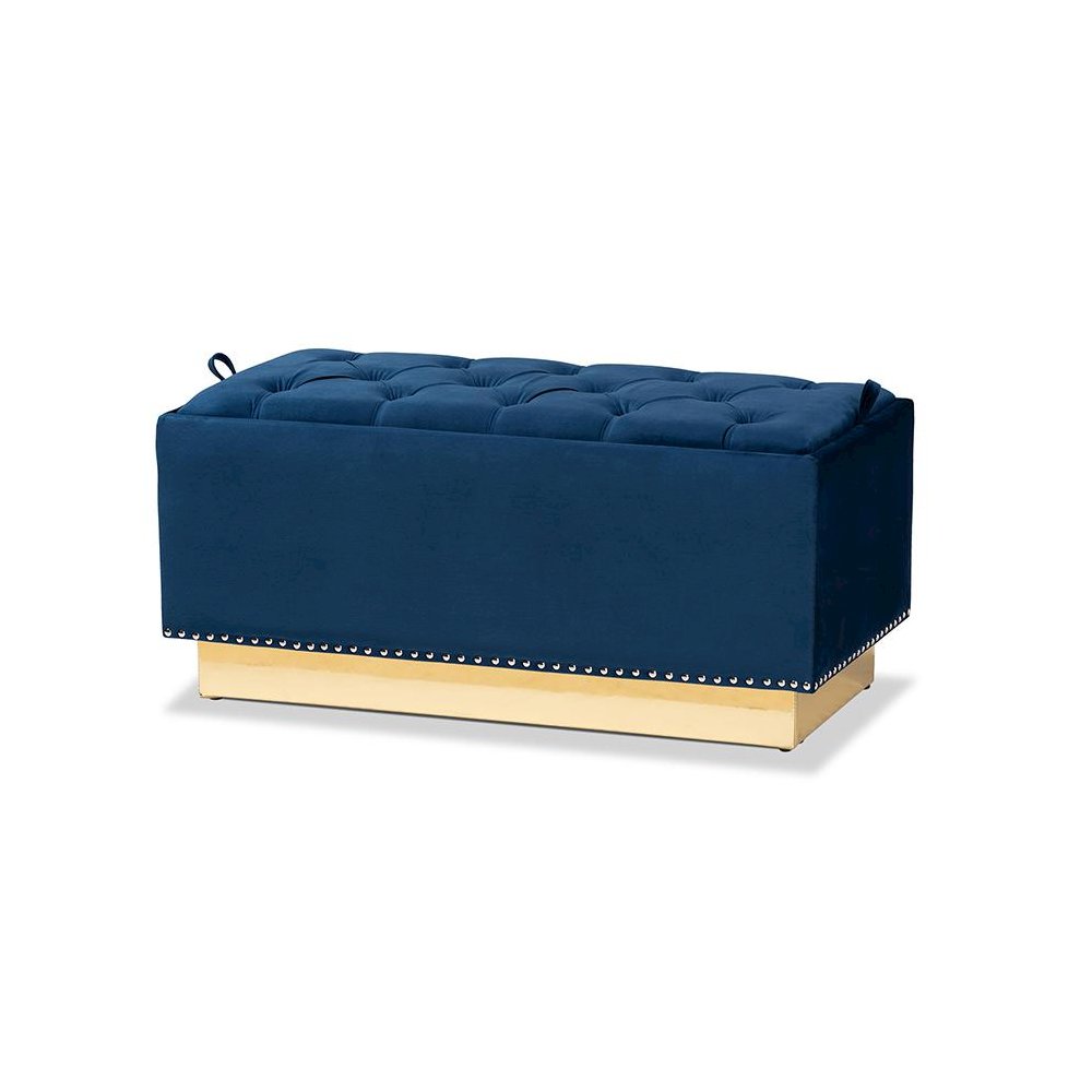Gold PU Leather Storage Ottoman. Picture 1