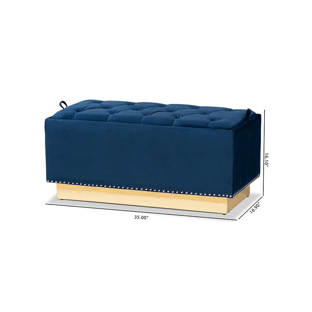 Gold PU Leather Storage Ottoman. Picture 10