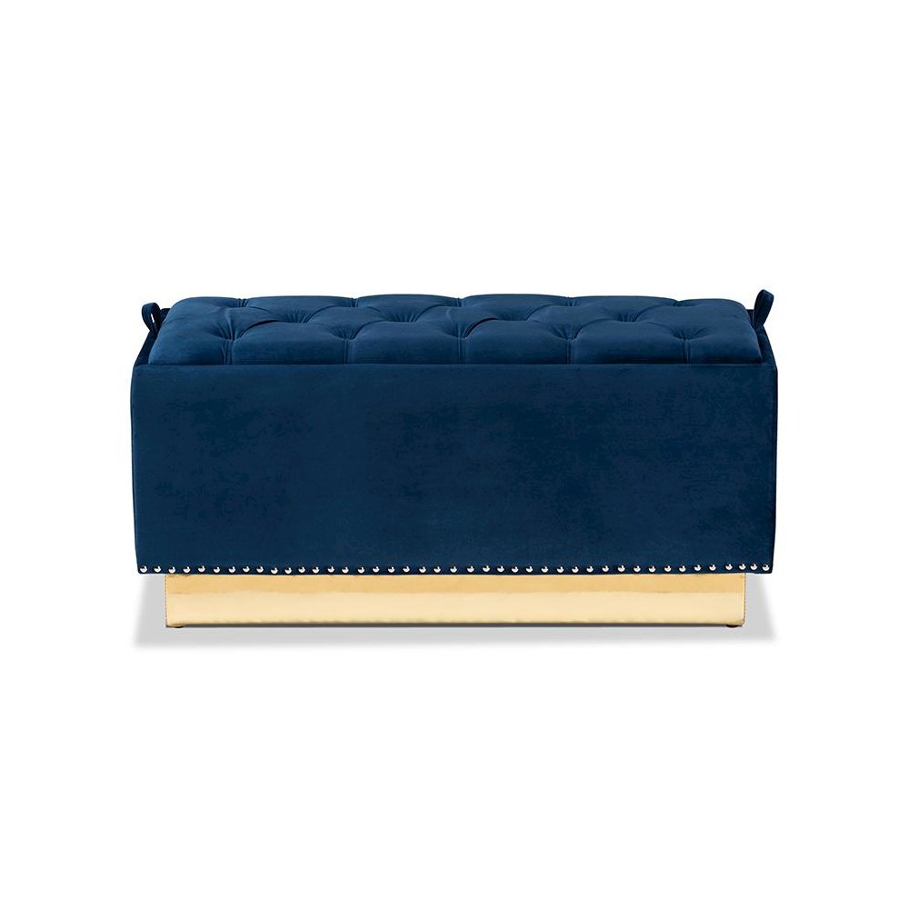 Gold PU Leather Storage Ottoman. Picture 3