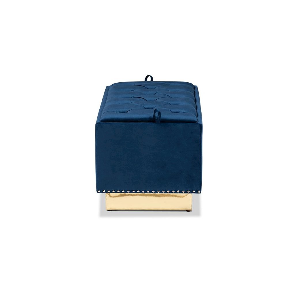 Gold PU Leather Storage Ottoman. Picture 4