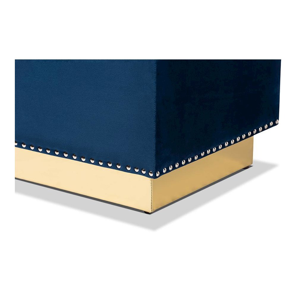 Gold PU Leather Storage Ottoman. Picture 6