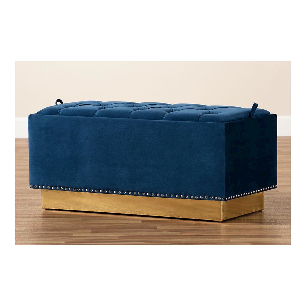 Gold PU Leather Storage Ottoman. Picture 9