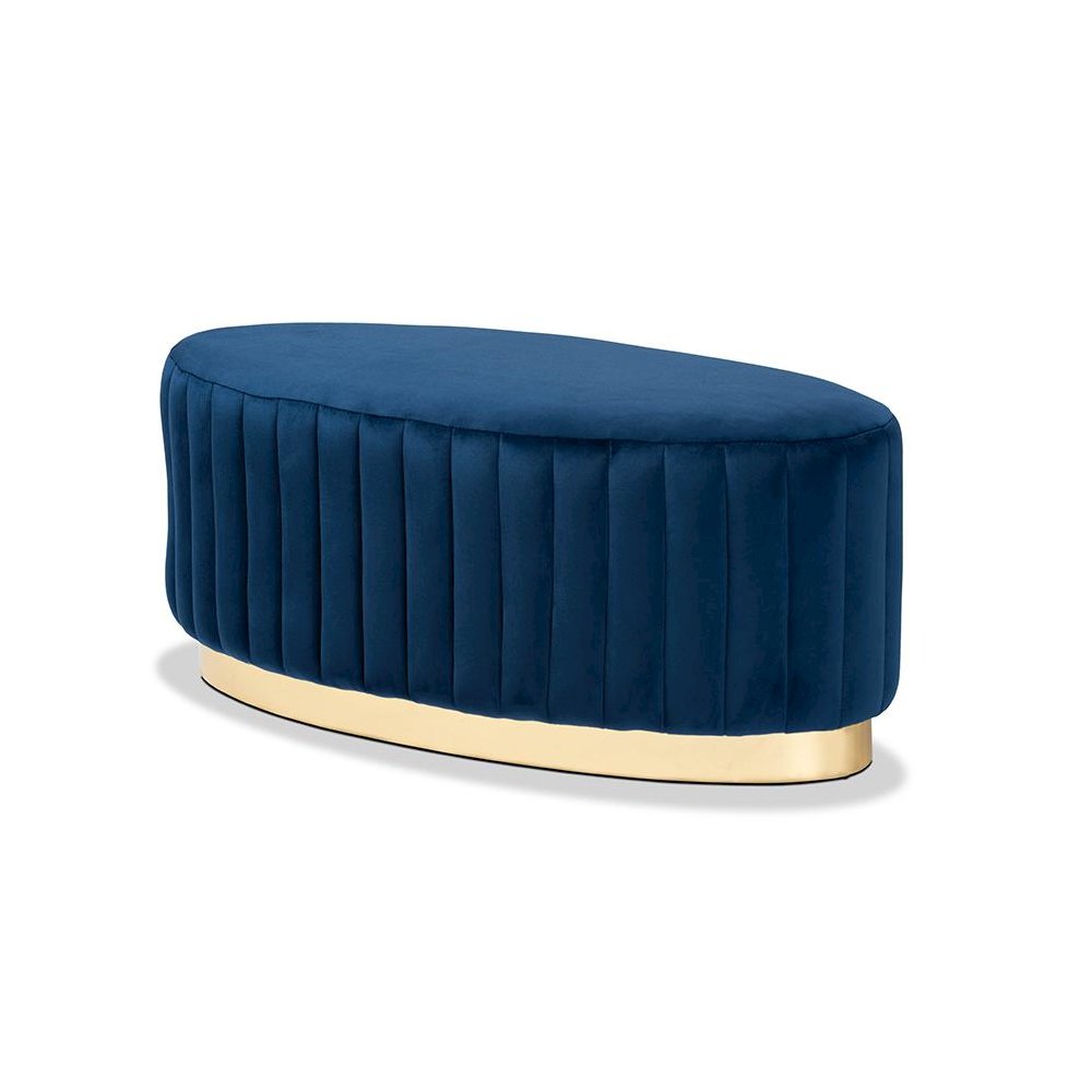 Gold PU Leather Ottoman. Picture 1