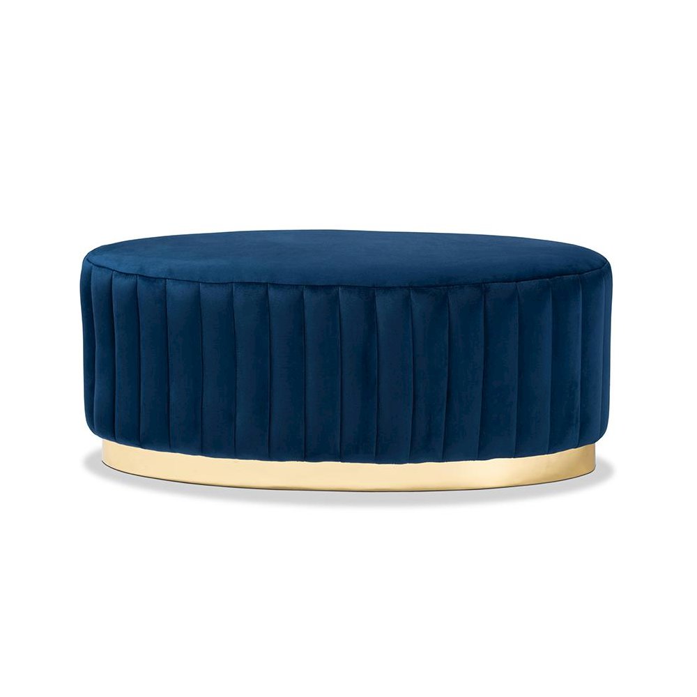 Gold PU Leather Ottoman. Picture 2