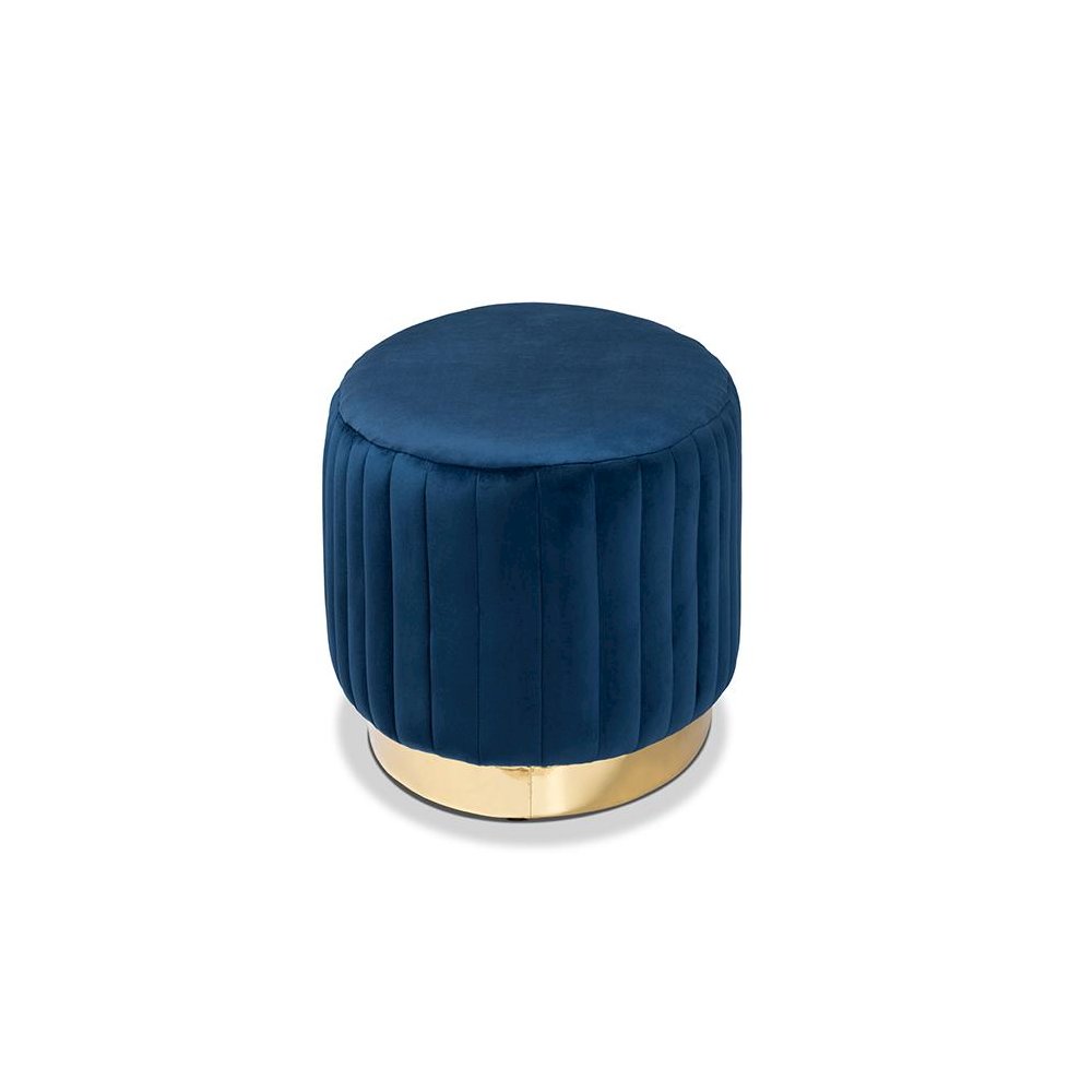Gold PU Leather Ottoman. Picture 3