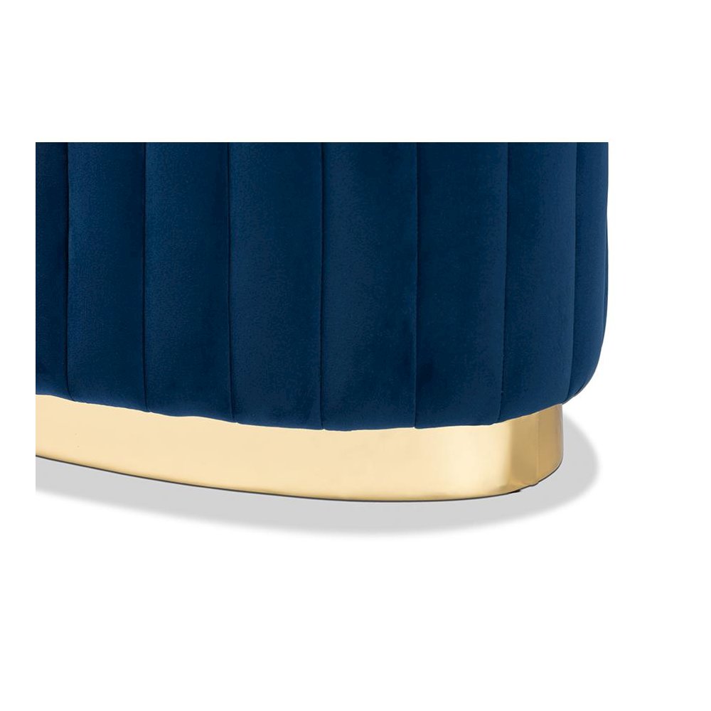Gold PU Leather Ottoman. Picture 4