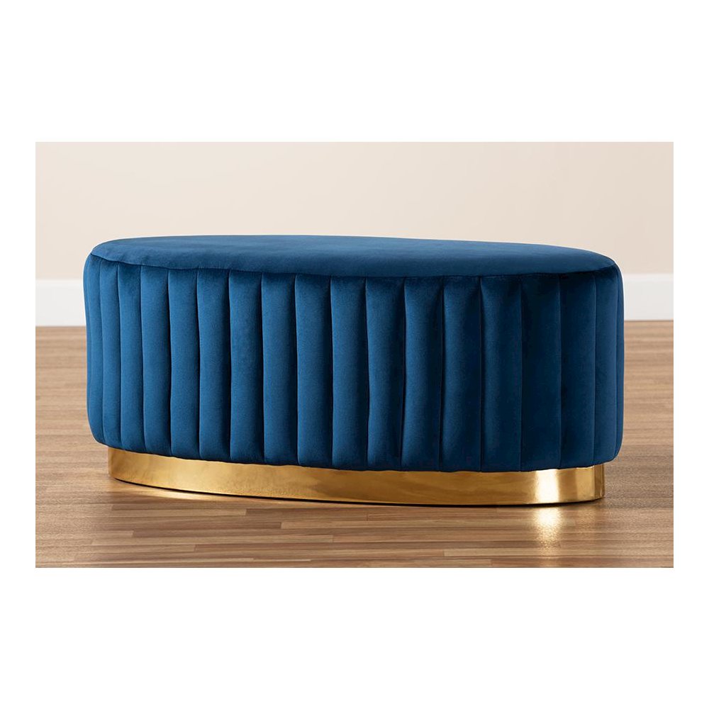 Gold PU Leather Ottoman. Picture 6